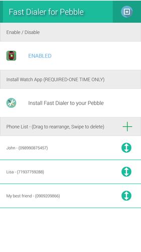 Fast Dialer for Pebble