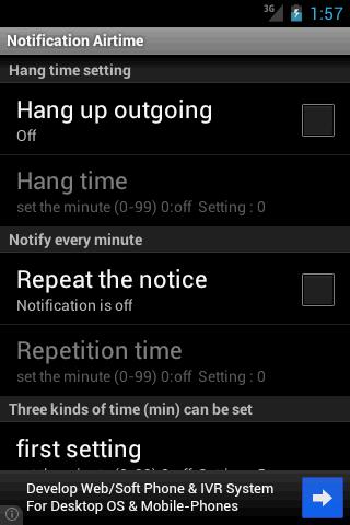 Notification of talk time