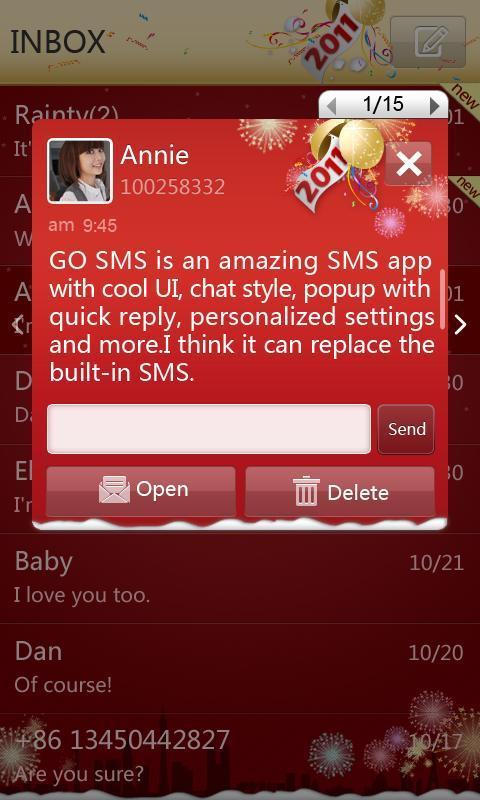 GO SMS Pro New Year - Red