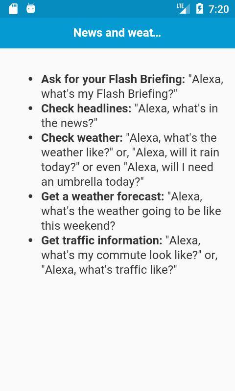 Commands for Alexa