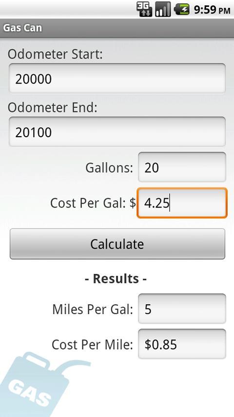 Gas Mileage Calculator