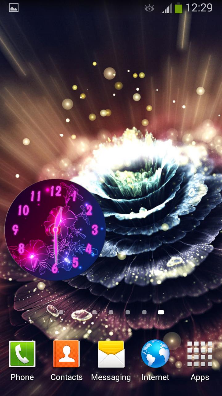 Neon Flowers Clock