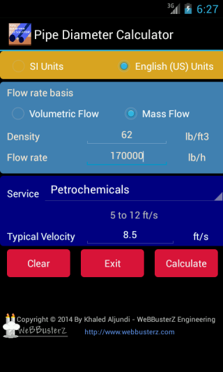 Pipe Diameter Calculator Lite