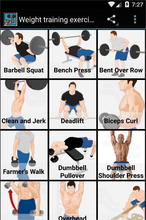 Weight training exercises