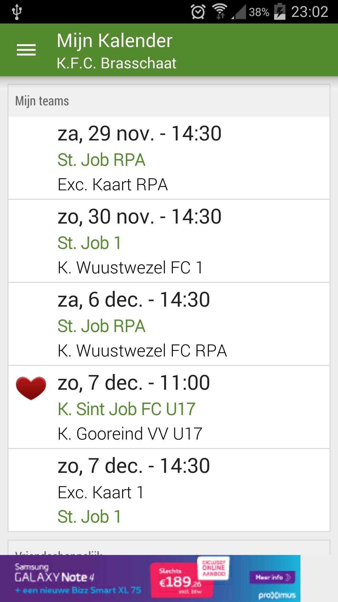 Voetbal kalender