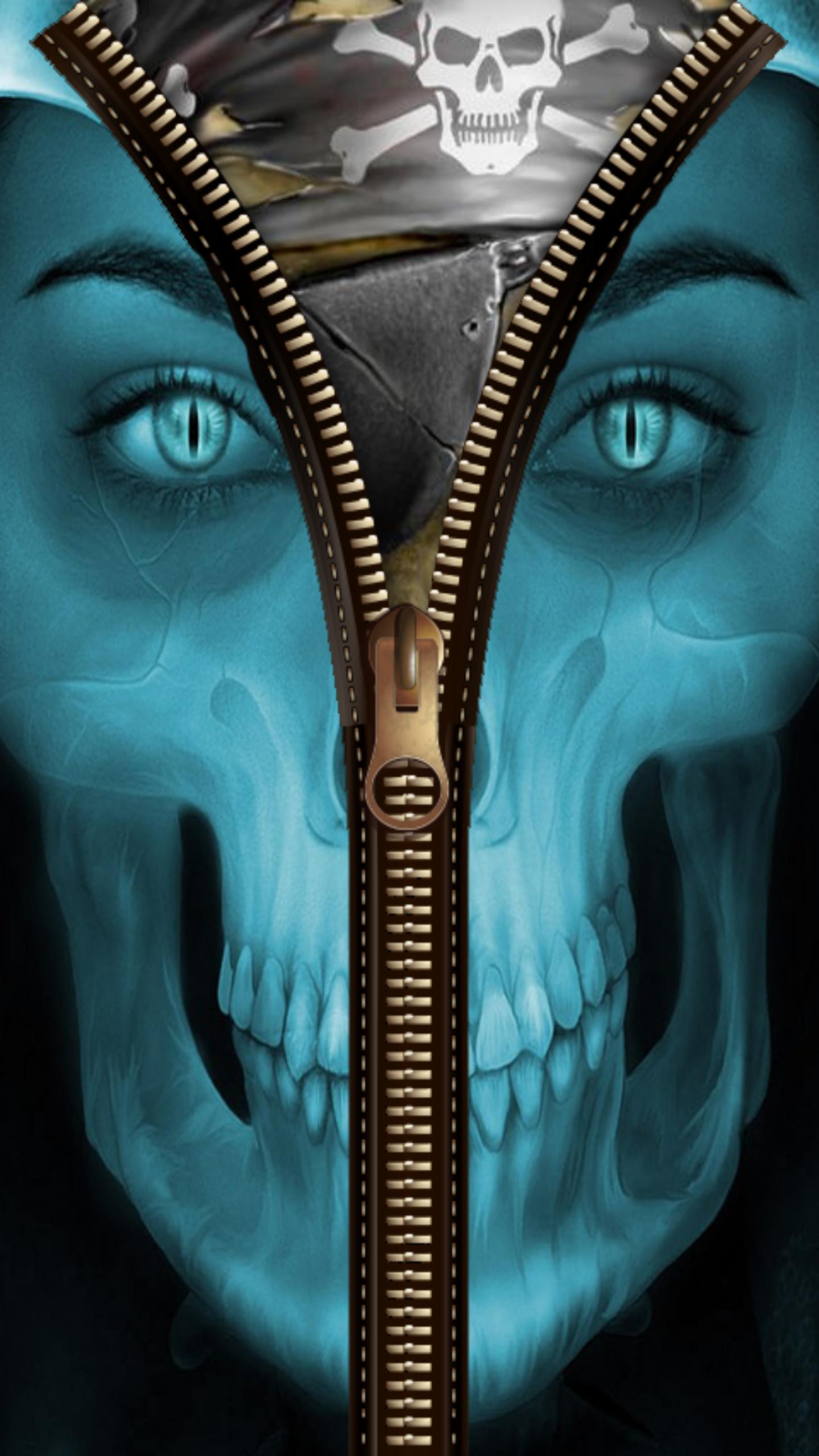 Skull Zipper Lock Screen