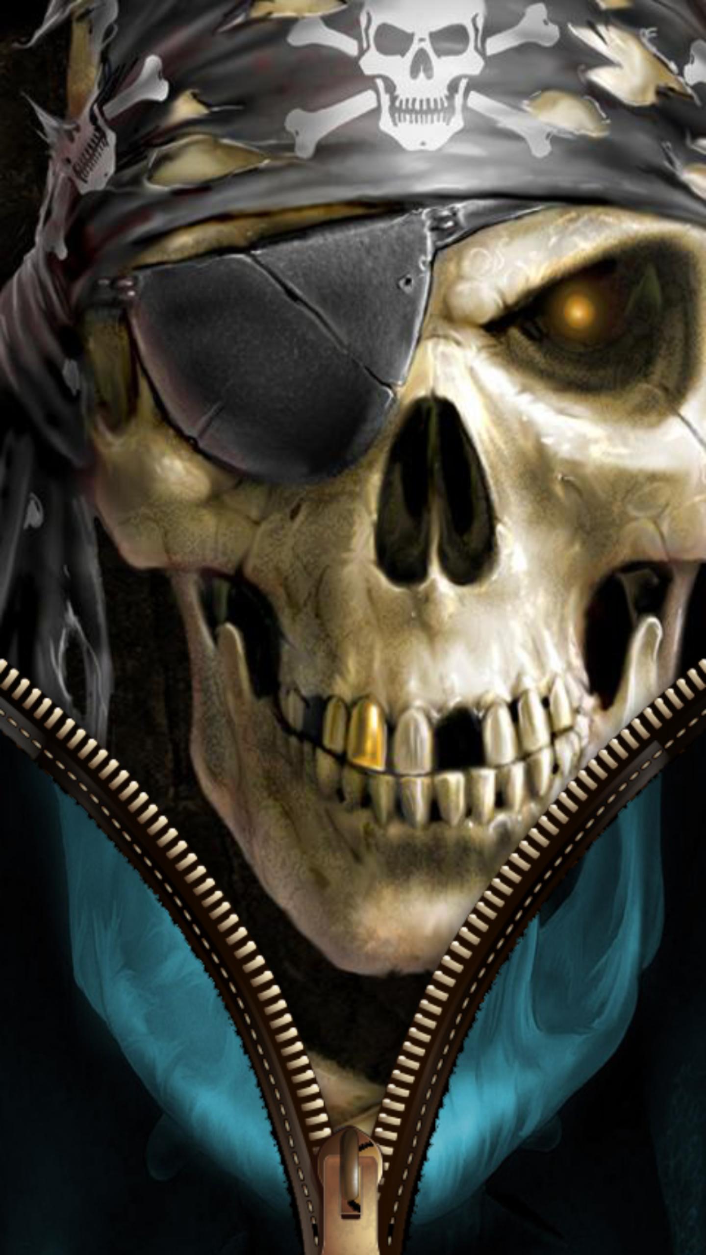 Skull Zipper Lock Screen